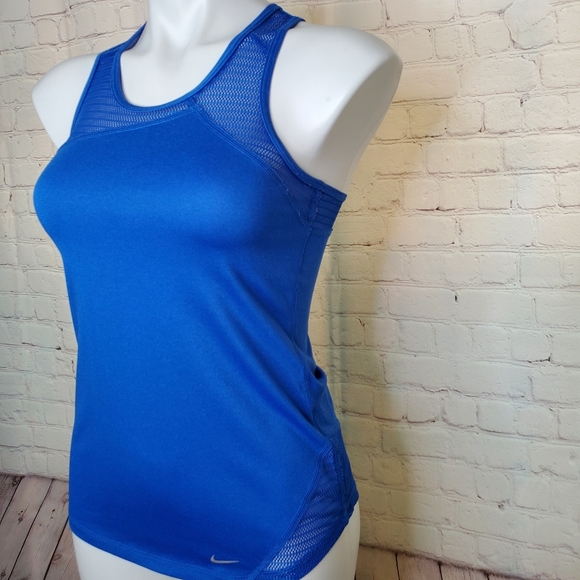 Nike Blue Asymmetrical Racerback Tank Top Size XS - Picture 2 of 9